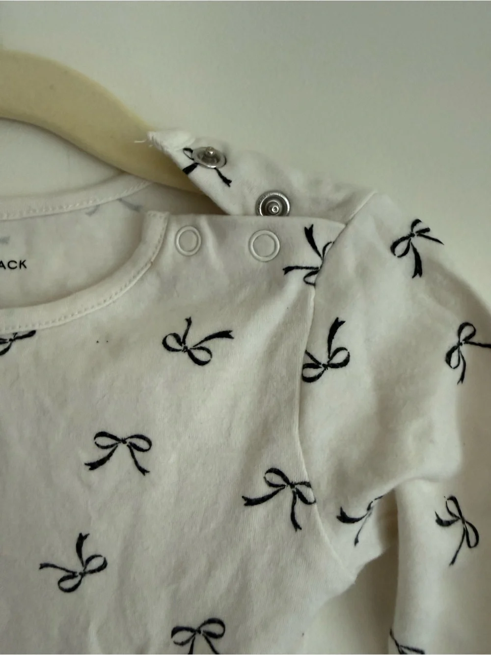 6-12m Janie and Jack White Bow-Print Long Sleeve Cotton Onesie